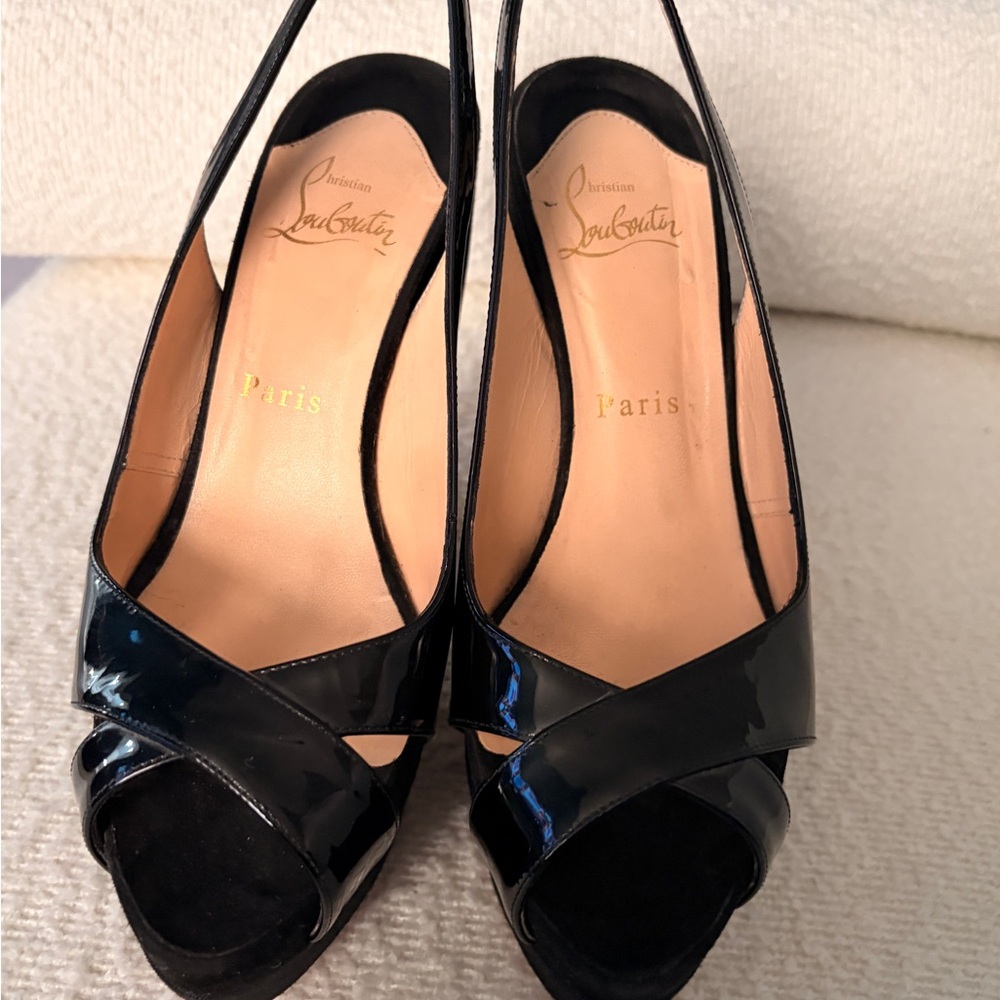 Christian Louboutin Black Patent Leather Platform Heels - Picture 2 of 14